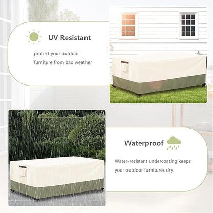 Outdoor Coffee Table Cover 42 W x 26 D x 16 H Inches,600D Heavy Duty Waterproof Outdoor Table Cover,Patio Rectangle Table Covers,Beige