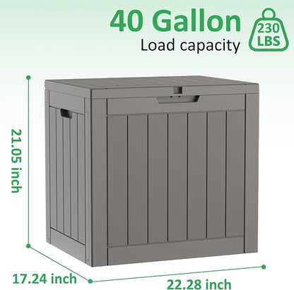 40 Gallon Lockable Outdoor Deck Box, Waterproof Weatherproof Resin Storage - Image 3