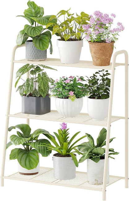 3-Tier Corner Plant Stand, Metal Black Flower Pot Rack, Indoor Outdoor Heavy by Wieghda