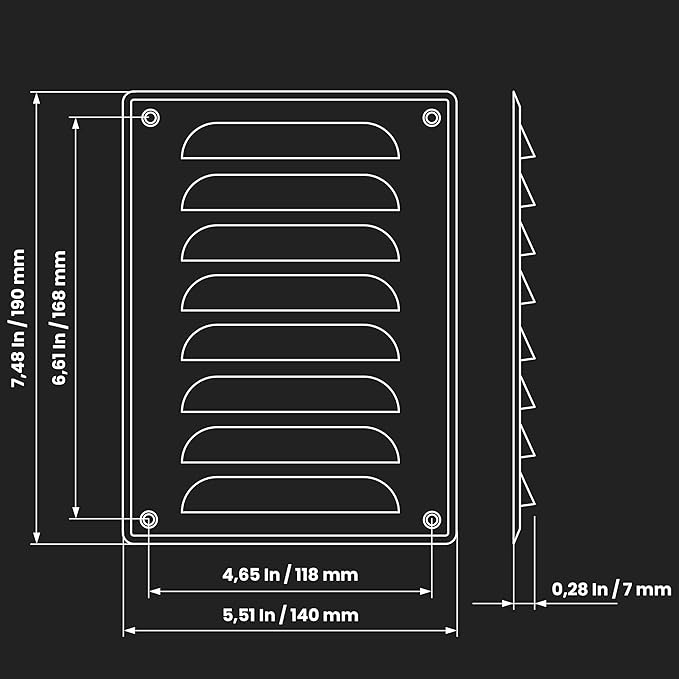 Repa Market 5.5" x 7.5" Inch (Outer Dimensions) Galvanized Air Vent Cover - Steel Steel Return Air Grilles - for Ceiling and Sidewall - HVAC - with Protection Screen (5.51'' x 7.48'' Inch)