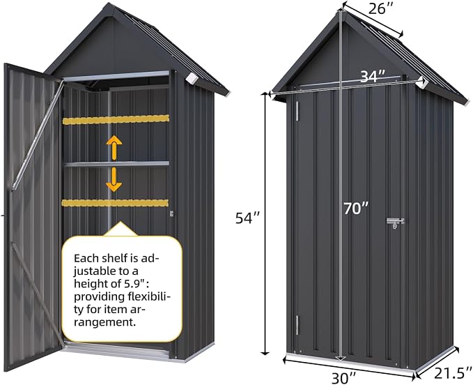 AECOJOY Outdoor Storage Cabinet Waterproof, Vertical Tall Outdoor Storage - Image 6