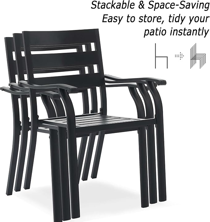 Patio Dining Chairs Set of 4, Metal Patio Furniture Set - Image 4