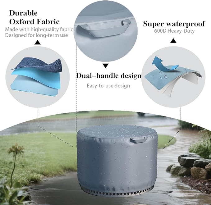 Chinchilla Fire Pit Cover Round for Solo Stove Yukon 27", Waterproof Smokeless Fire Pit Cover, 600D Strong Tear Resistant, Fits for Gas/Table/Bowl Fire pits
