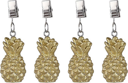 TwoFish Home Set of 4 Golden Pineapple Resin Tablecloth Clamps Golden Pineapple Handicraft Tablecloth Clips Pack of 4