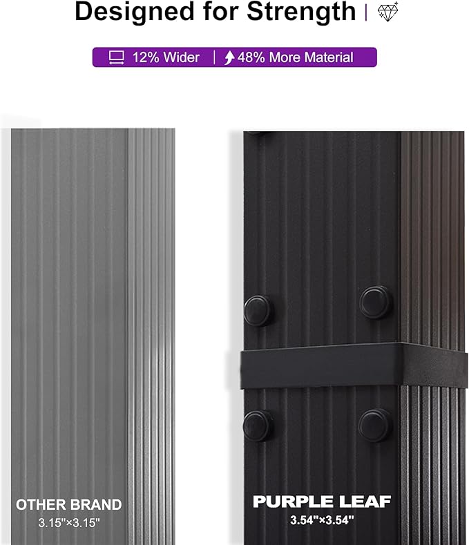 PURPLE LEAF Outdoor Pergola 12' X 18' Retractable Canopy Aluminum, Custom Shade - Image 6