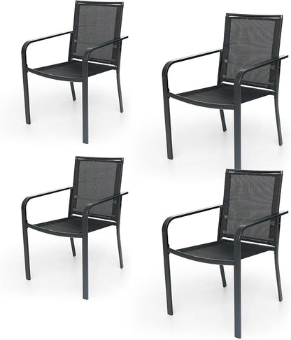 Anmutig Stackable Outdoor Dining Chairs Set of 4, Textilene Fabric, Breathable by Anmutig