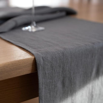 Linen Table Runner 90 inches Long - 100% Pure Linen Flax - Stonewashed European Linen Table Runner (Ash Grey, 14 x 90 Inch) - for Dining, Fall, Autumn, Thanksgiving