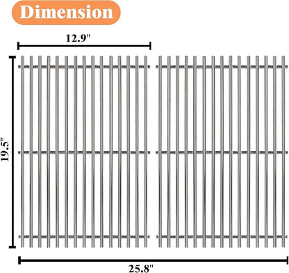 19.5" Stainless Steel Cooking Grates for Weber Genesis 300 Series, 19.5" Grill Grates Replacement Parts for Genesis E310 E320 E330 S310 S320 S330, Weber Genesis Grill Grates 7528/7524
