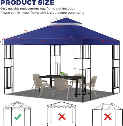 10x10 FT Gazebo Replacement Top, Canopy Replacement Cover Double Tiered - Image 2