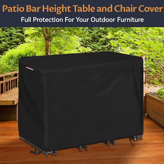 Outdoor Bar Covers Waterproof, Tall Bar Height Patio Table Covers for Outdoor Furniture Rectangular 60" Long Patio Furniture Covers for Outdoor Dining Table Chairs Set Cover- 60"L x 41"W x 41"H