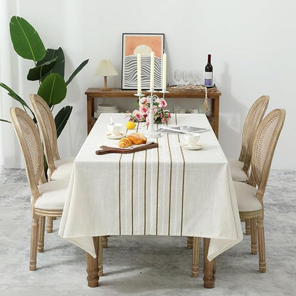 Chassic 54 x 72 inches Farmhouse Style Linen tablecloths, Boho Wrinkle Resistant Washable Small Rectangle Table Cloth for Dining Room, Kitchen, Wedding and Holiday Decorative - Cream