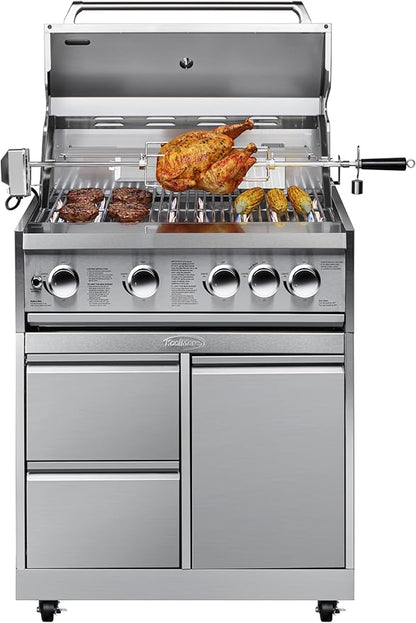 KoolMore Outdoor Kitchen 30 in. BBQ Liquid Propane Grill with Cabinet in Stainless-Steel (KM-OKS-BQ30-BQ30CAB)
