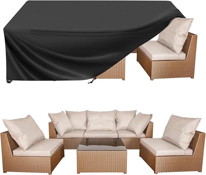 BALEINE Patio Furniture Covers, Outdoor Furniture Covers Waterproof, Heavy Duty Oxford Patio Table Cover for Outdoor Table, Chair, Sofa, Desk (Black 90"L×62"W×28"H)