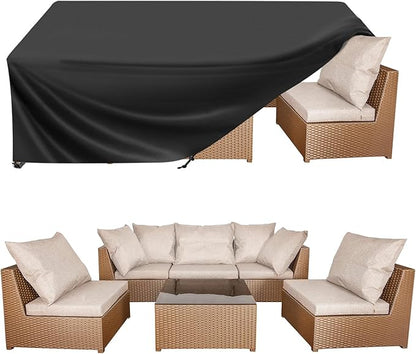 BALEINE Patio Furniture Covers, Outdoor Furniture Covers Waterproof, Heavy Duty Oxford Patio Table Cover for Outdoor Table, Chair, Sofa, Desk (Black 90"L×62"W×28"H)