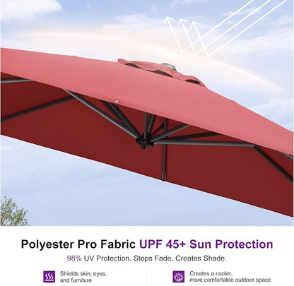 PURPLE LEAF Patio Umbrella Outdoor 10' x 10' Square Easy Assembly Terra | Built - Image 5