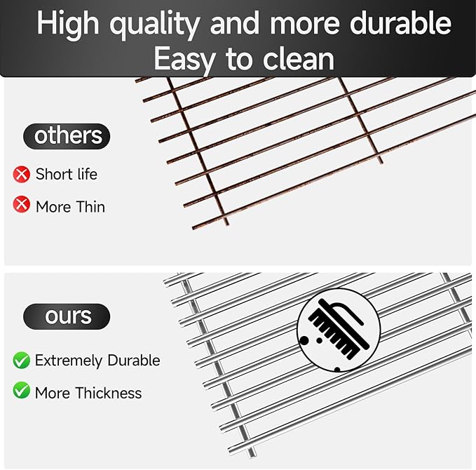 16 15/16" Stainless Steel Grill Grates Replacement for Charbroil 463344116 463343015 Gas2coal 463340516 463370516, Grill Grids for Char-Broil 463344116 463672416, G460-0500-w1, G530-b700-w1
