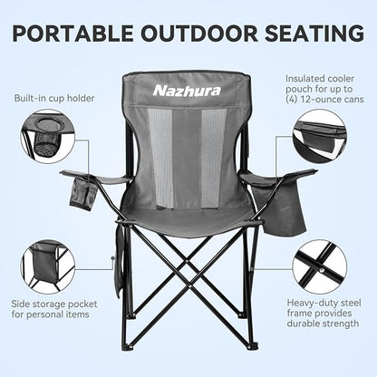 Nazhura 2 Pack Outdoor Camping Chairs Folding/Foldable/Portable - Image 4