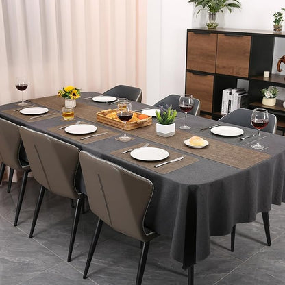 Table Runners 55 Inches Long, Dual-Sided Faux Leather Farmhouse Table Runner Waterproof Heatproof Non-Slip for Living Room Party Home Decor Holiday Decorations(Gray Brown, 12 x 55 Inch)