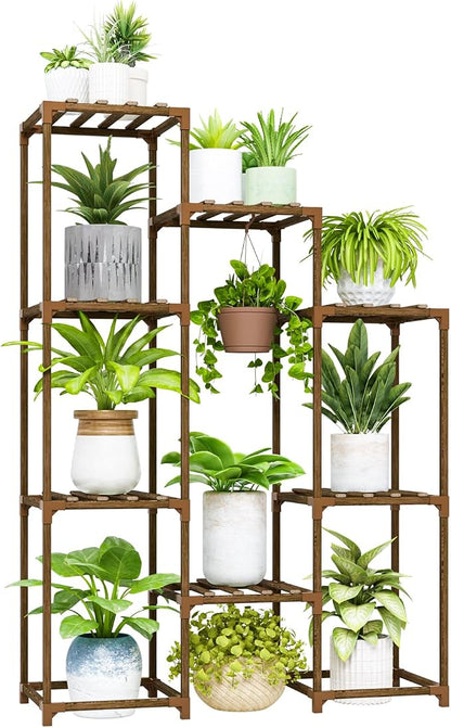 Bamworld Plant Stand Indoor Hanging Plants Shelf 7 Pots Tall Ladder Plant by Bamworld