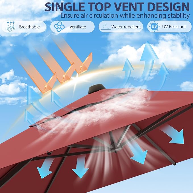 10' X 10' Patio Umbrella Cantilever Outdoor Rectangle Umbrella - Image 5