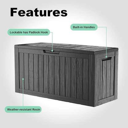 90 Gallon Waterproof Resin Deck Box, UV Resistant Outdoor Storage - Image 5