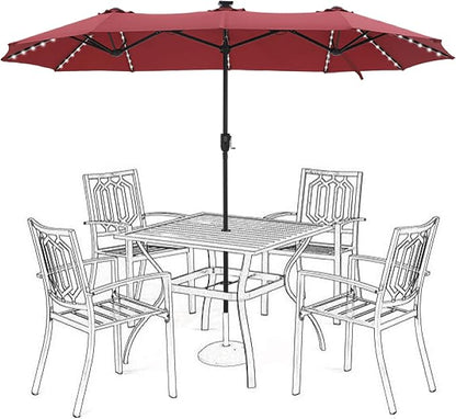13 ft Patio Umbrella with 120 LED Solar Lights Outdoor Umbrella, 8 Colors by HERASPALACE