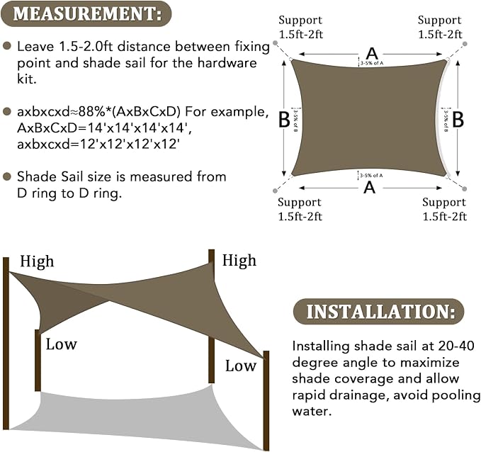 Shade&Beyond 7'x11' Sun Shade Sail Canopy Rectangle, UV Block Breathable Curved - Image 6