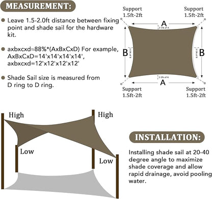Shade&Beyond 12'x14' Sun Shade Sail Canopy Rectangle, UV Block Breathable - Image 6