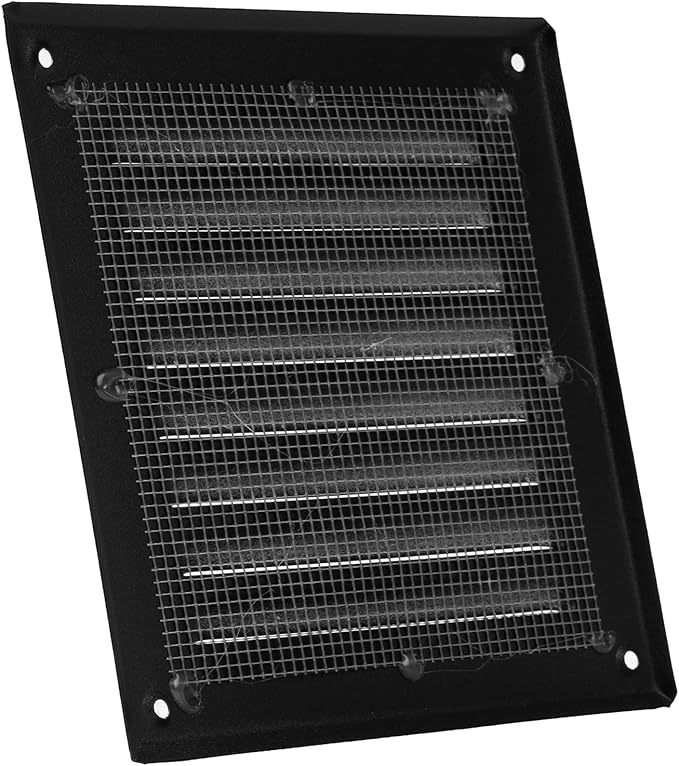 Vent Systems 5 x 5 Inch (Inner) - Pack of 10 - Black Metal Soffit Vent Cover - Durable Square Air Vent Grille with Mesh Screen - Weather Resistant Ventilation Grill - Wall & Ceiling Indoor & Outdoor