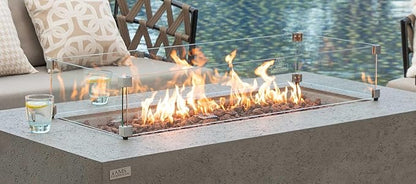 AMS Fireplace | Rectangular Fire Pit Glass Wind Guard for Madison Fire Pit (Light Gray) | Shielded from Patio Heater Flames | Tempered Glass with Polished Edges for Safety | Fire Table Glass Shield