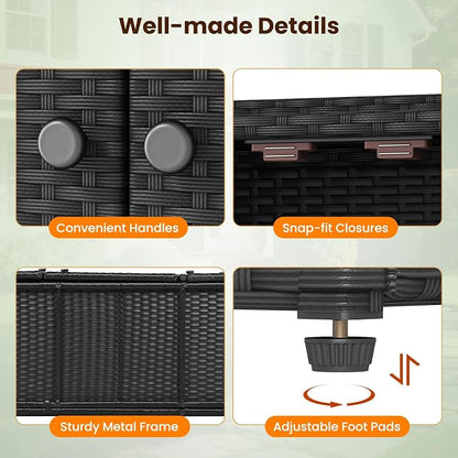 Tangkula Rattan Outdoor Storage Cabinet, Patiojoy Outdoor Cabinet - Image 7