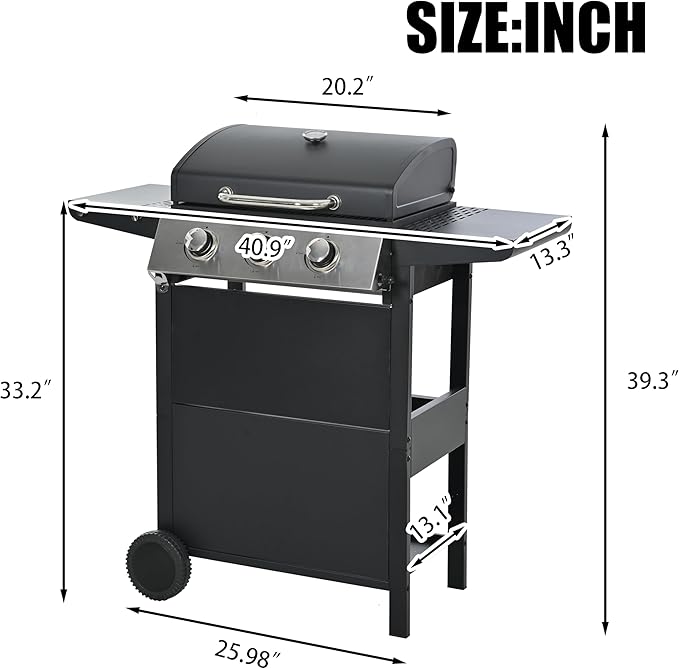 Endark Propane Gas Grill 3-Burner,26,000 BTU Stainless BBQ Grill with Porcelain-Enameled Cooking Grates,Built-In Thermometer,Includes Side Shelf and Wheels,Ideal for Backyard,Patio,Outdoor Cooking