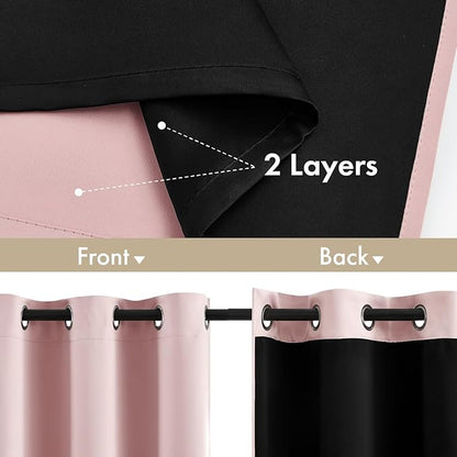 MIULEE Light Pink 100% Blackout Short Curtains - Image 3