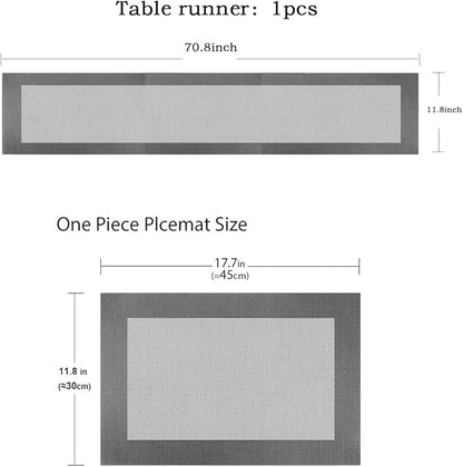 Vinyl Placemats Heat-Resistant Table Mats Washable Easy Clean Plastic Placemats for Dining Table Set of 4(Dark Silver)