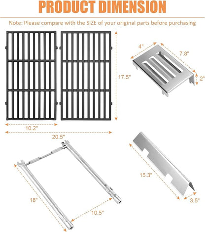 AJinTeby 7635 Flavorizer Bars 7637 Grates 69785 Burner Tube 67060 Heat Deflector Replacement Kit for Weber GS4 Spirit & Spirit II 200 Series, Spirit E210 E220 S210 S220, Spirit ii GS4 E210 etc