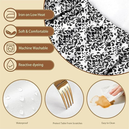 Rectangle Table Cloth Cover Waterproof Elastic Fitted Polyester Fitted Tablecloths for 8 Foot Tables for Indoor,Picnic, Camping, Outdoor （96" x 30"，Flower Geometry）
