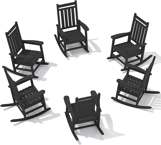 SERWALL Outdoor Rocking Chair Set of 6, Patio Rocking Chairs by SERWALL