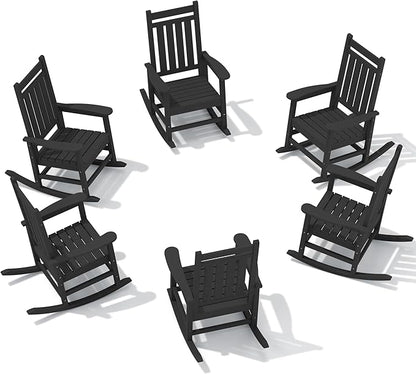 SERWALL Outdoor Rocking Chair Set of 6, Patio Rocking Chairs by SERWALL