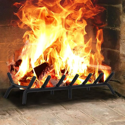 STBoo Fireplace Grate 24inch Heavy Duty - Fireplace Log Holder | Fire Place Grate Cast Iron | Wood Stove Wrought Rack | Firewood Log Fire Pit Tray for Indoor & Outdoor Kindling Tool Camping Cooking