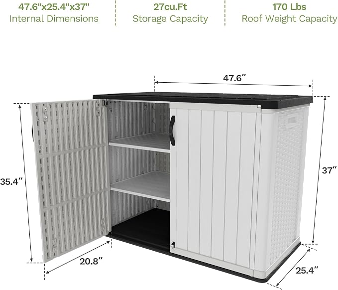 Patiowell 26 Cu.ft Plastic Outdoor Storage Cabinet, Lockable Waterproof - Image 10