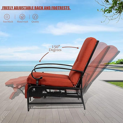 SUNCROWN Outdoor Recliner Chair Patio Adjustable Relaxing Chairs Outdoor Metal - Image 7