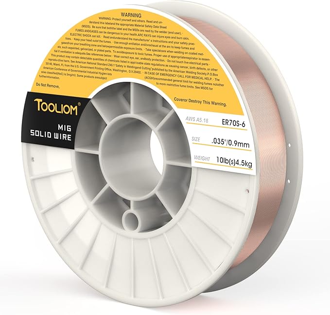 TOOLIOM ER70S-6 .035"(0.9 mm) Mild Steel MIG Solid Welding Wire on 10-Pound Spool Compatible with TL-200M Pro and TL-250M Pro