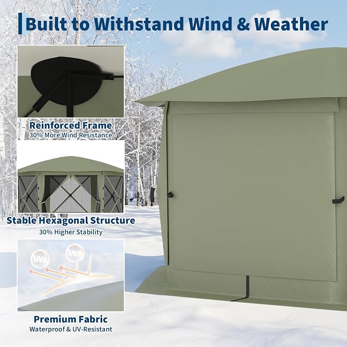11.5FT Pop-Up Gazebo Tent with Mesh Netting, Removable Top & Wind Cloths | - Image 2