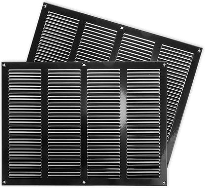 Repa Market 2-Pack Air Vent Cover 16x12 Inch (Outer Dimensions) Black Galvanized Steel Louvered Grill Cover with Mesh Screen/Wall or Ceiling Vent/HVAC Register for Indoor and Outdoor Ventilation