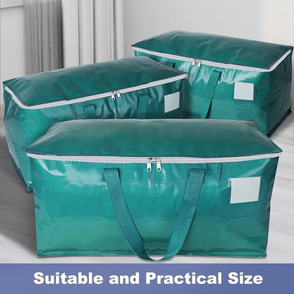 StorageRight Moving Bags-Heavy Duty Moving Boxes, Storage Totes with Zipper, Reinforced Handles and Tag Pocket-Collapsible Moving Supplies for moving, Storage and Travel 93L(Green-8 Pack)