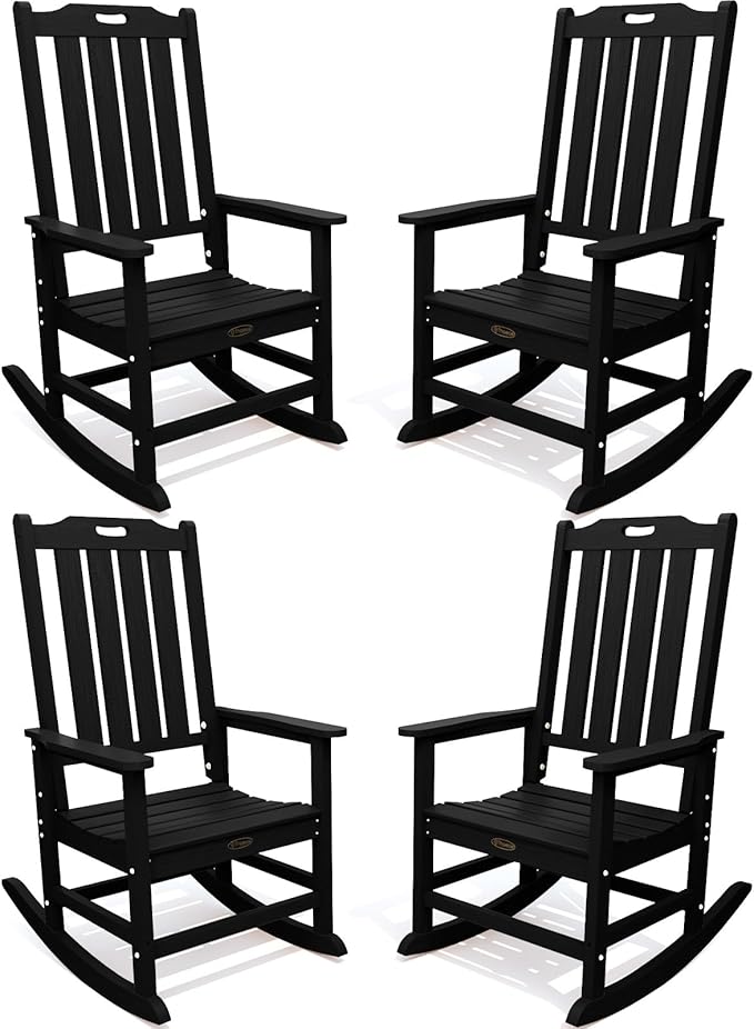 THOEOE Outdoor Rocking Chairs Set of 4, Oversized Patio Rocking Chair | HDPE by THOEOE