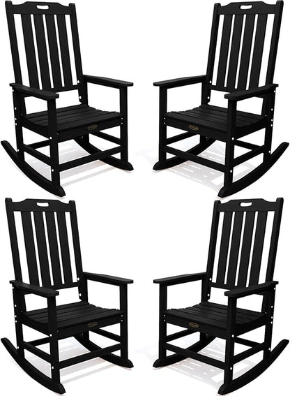 THOEOE Outdoor Rocking Chairs Set of 4, Oversized Patio Rocking Chair | HDPE by THOEOE