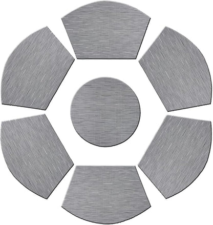 PIGCHCY Wedge Shaped Placemats Set of 6 with Centerpiece Round Mats Washable Kitchen Placemats Heat-Resistant Table Mats (Silver Grey)