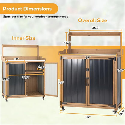 Potting Bench Table & Outdoor Storage Cabinet - Image 6