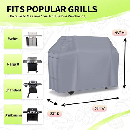 NEXCOVER Barbecue Gas Grill Cover - 58 Inch Waterproof Outdoor Heavy Duty BBQ Cover, Fade & Weather Resistant Upgraded Material for Weber, Brinkmann, Char Broil and More
